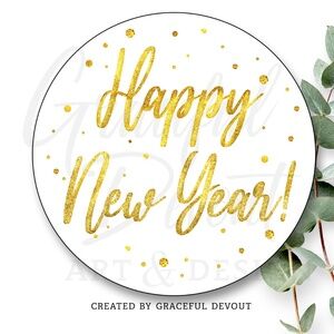 Happy New Year! - 2" (inches) (48ct.)  [GD109-48]